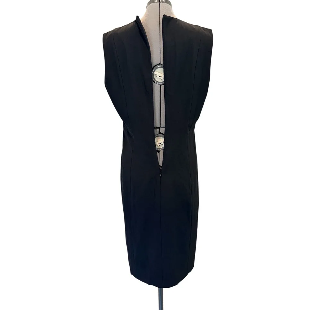 Banana Republic Womens Black Sleeveless Sheath Midi Dress Front Slit Size 10